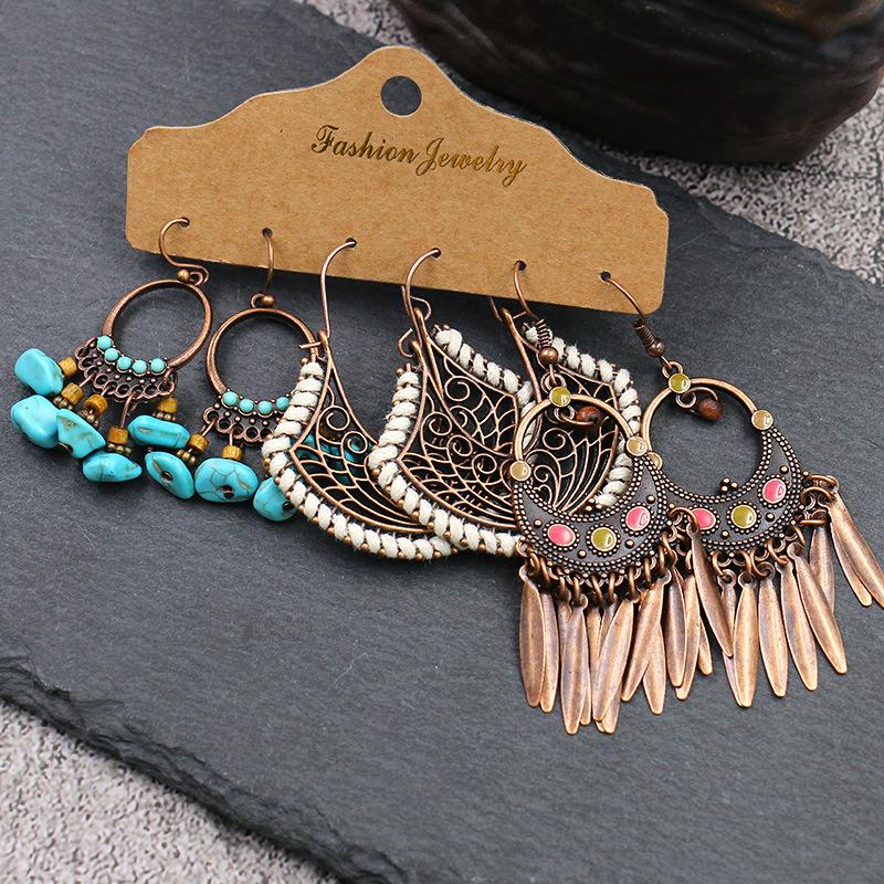 Bohemian Hand-woven tassel earrings(3 Set)