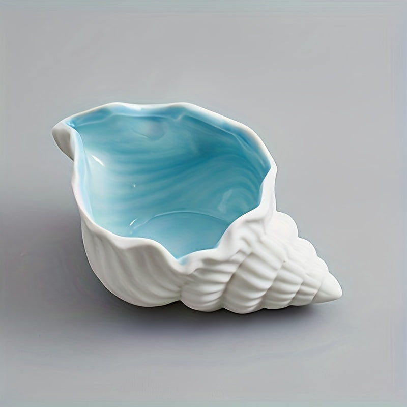 Cute Ceramic Jewelry Storage Tray, Conch Shaped Organizer for Earrings Rings Bracelets