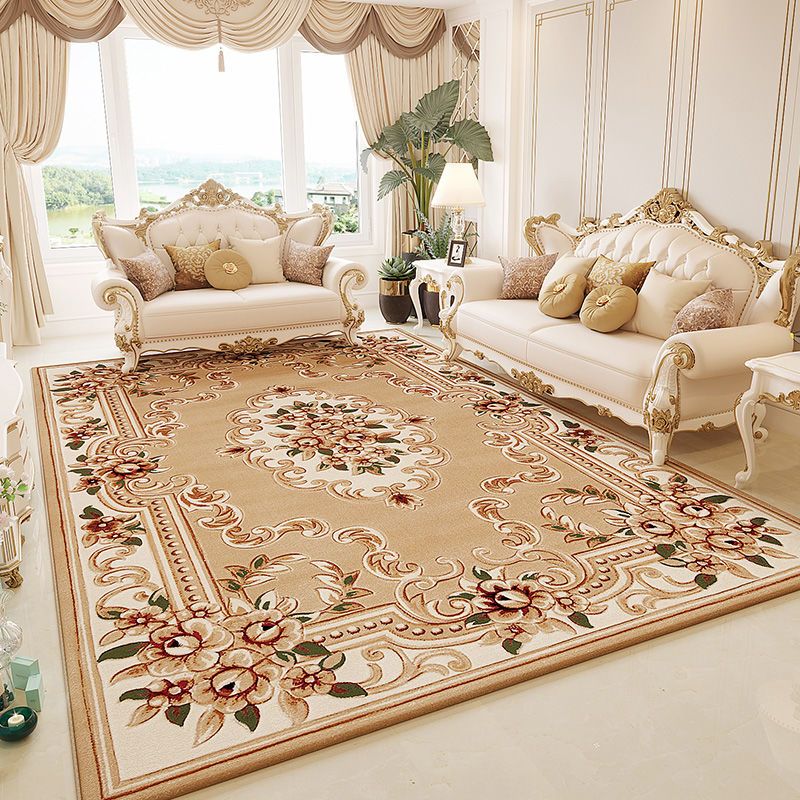 European Flowers Style Area Rug, Vintage Carpet for Living Room Bedroom