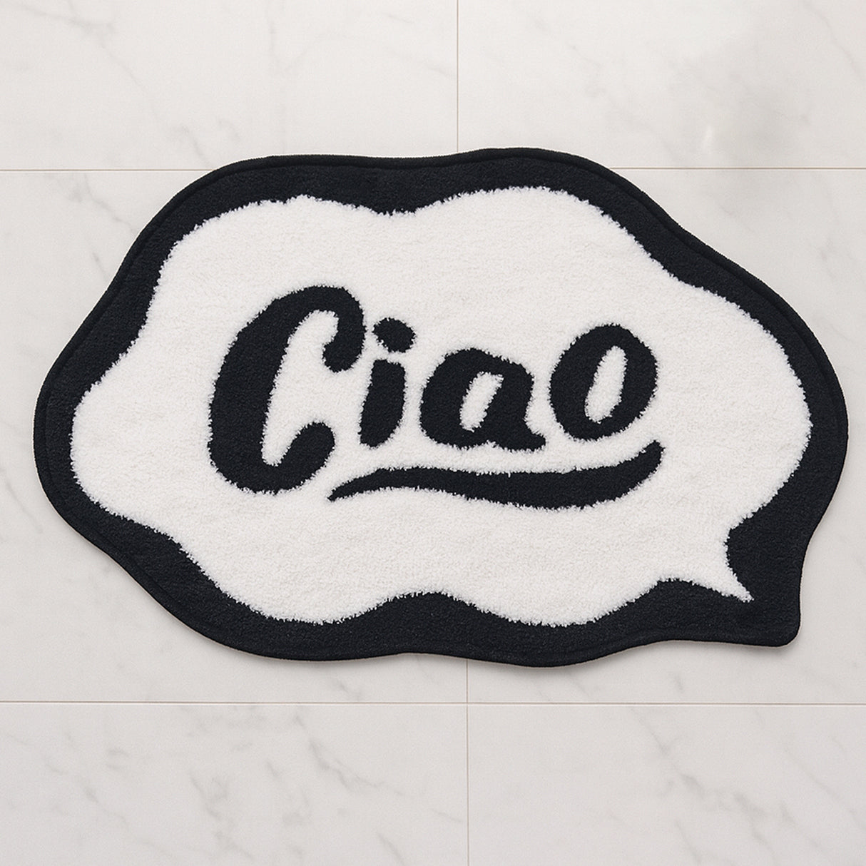 Feblilac Black and White Ciao Tufted Bath Mat