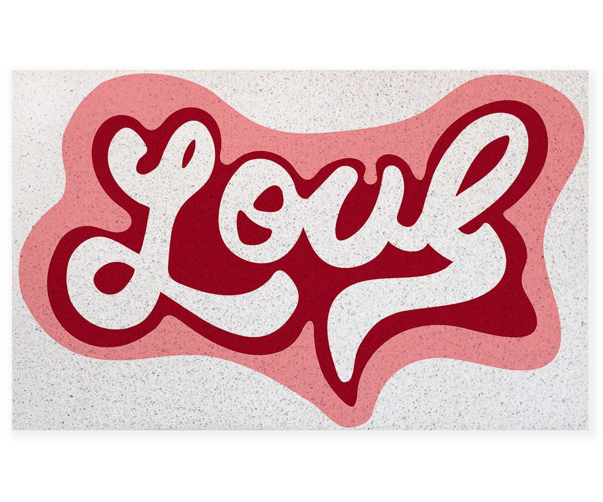 Feblilac Pink LOVE PVC Coil Door Mat