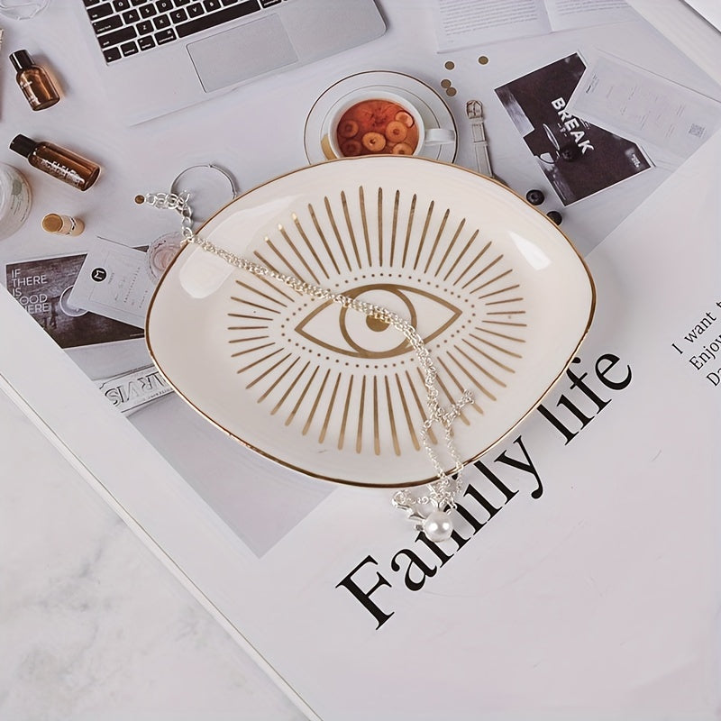 Ceramic Round Storage Plate Tray for Ring Necklace Earrings Jewelry