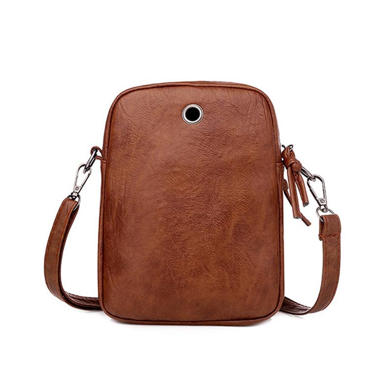 Casual soft leather solid color large capacity shoulder bag