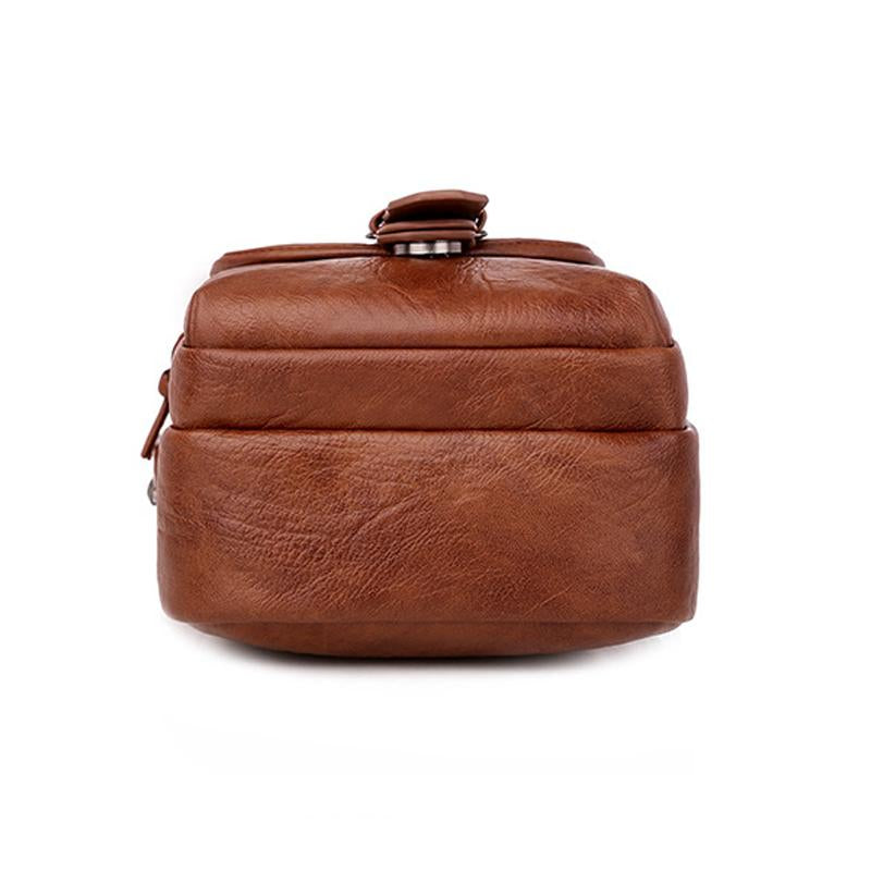 Casual soft leather solid color large capacity shoulder bag