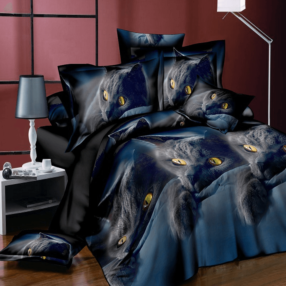 3D Cat Cotton Queen King Double Duvet Quilt Cover Sheet Pillowcase Bedding Sets