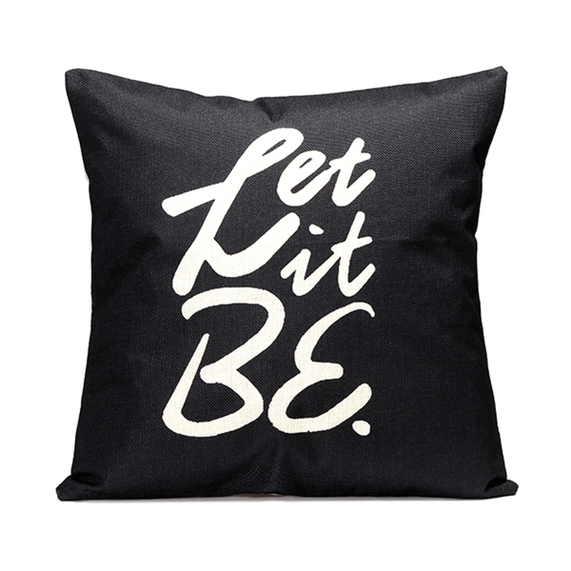 43X43Cm Black English Letter Fashion Cotton Linen Pillow Case Home Sofa Seat Bed Car Cushion Decor