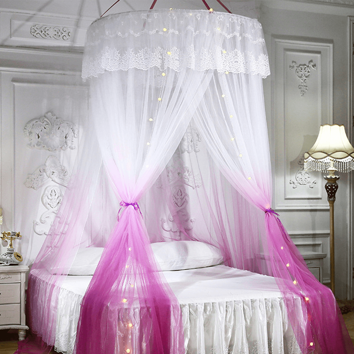 Ceiling-Mounted Mosquito Net Free Installation Home Dome Foldable Bed Canopy