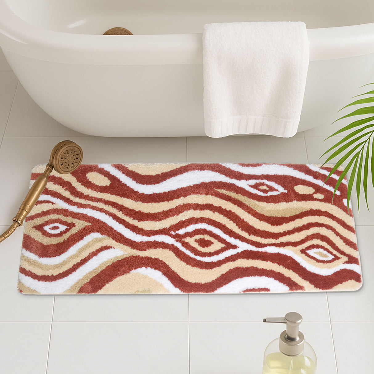 Jupiter Grain Bath Mat– Tufted Modern Bathroom Rug in Warm Earth Tones