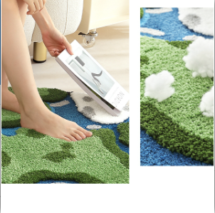 Feblilac White Flowers Handmade Tufted Acrylic Livingroom Carpet Area Rug