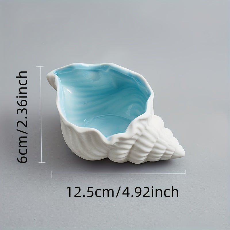 Cute Ceramic Jewelry Storage Tray, Conch Shaped Organizer for Earrings Rings Bracelets