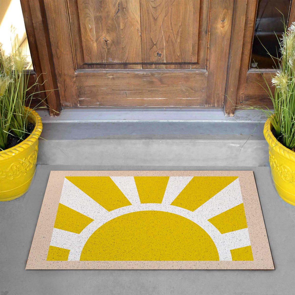 Feblilac Yellow Sun Pink Border PVC Coil Door Mat