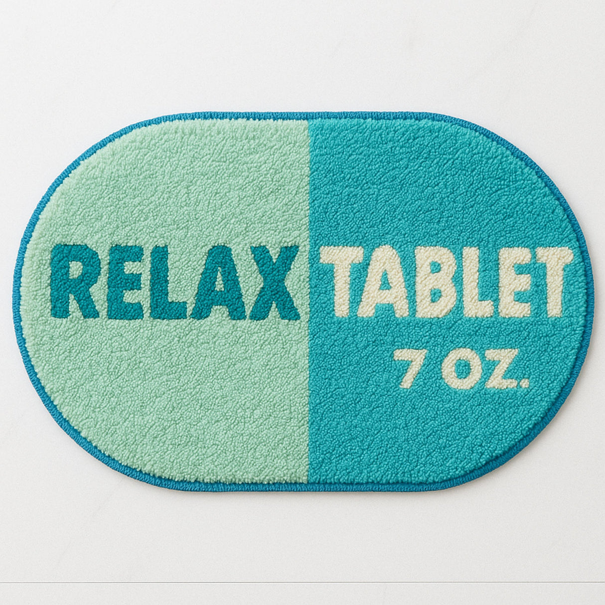 Relax Tab 200mg Tufted Bath Mat – Funny Pill Shaped Bathroom Rug