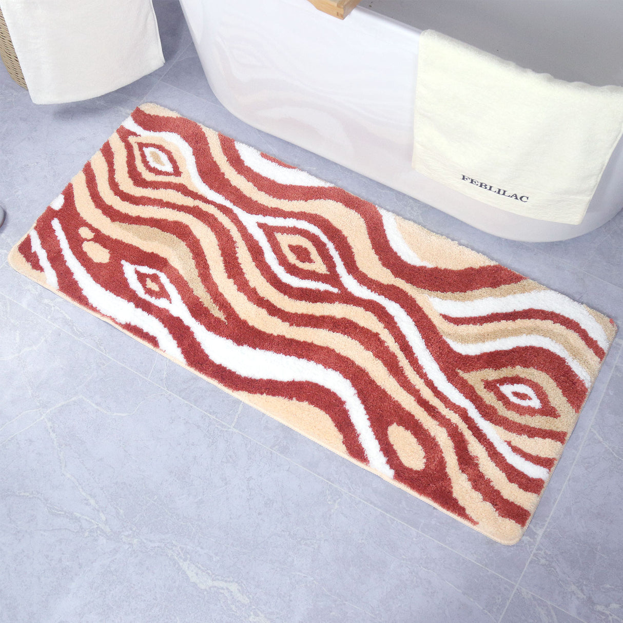 Jupiter Grain Bath Mat– Tufted Modern Bathroom Rug in Warm Earth Tones