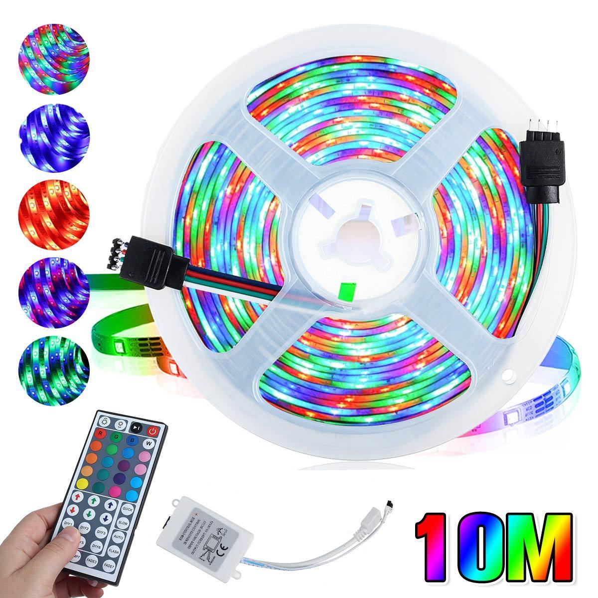 DC12V 3X5M/10M LED Strip Light Non-waterproof 3528 RGB Tape Lamp for Room TV Party Bar + Remote Control
