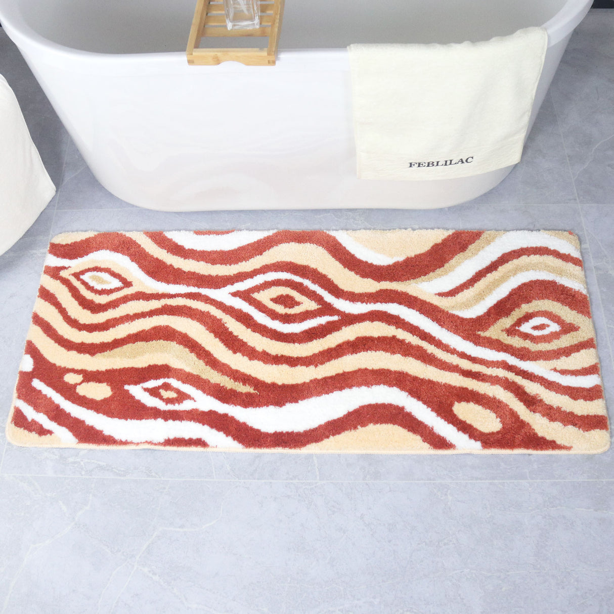 Jupiter Grain Bath Mat– Tufted Modern Bathroom Rug in Warm Earth Tones