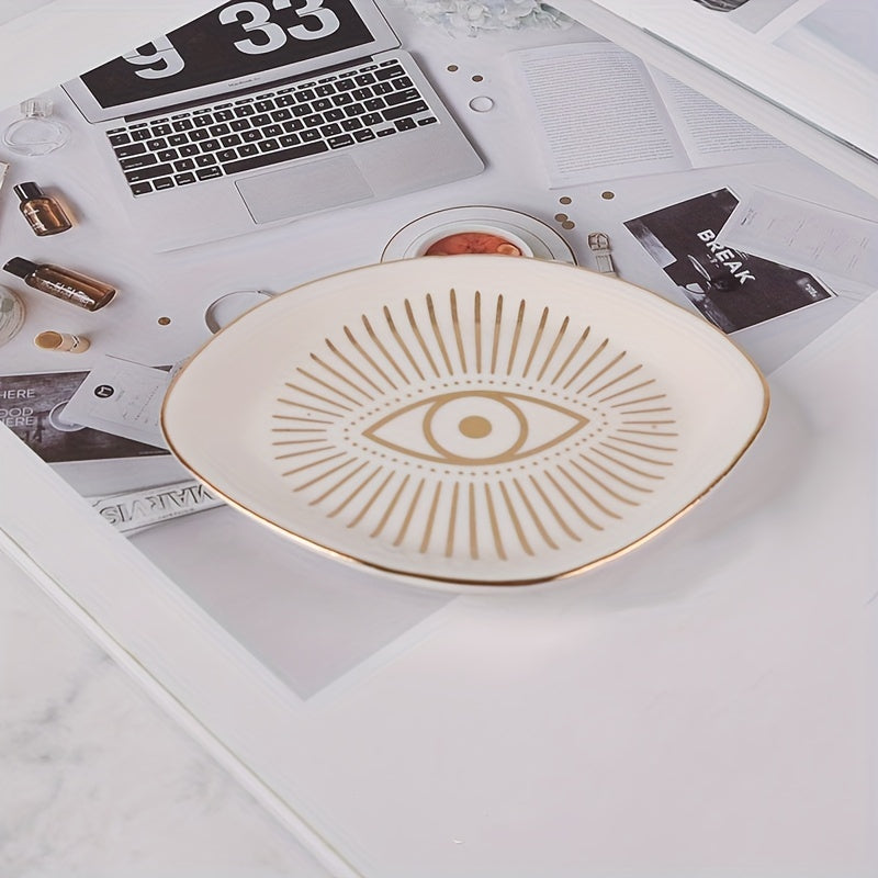 Ceramic Round Storage Plate Tray for Ring Necklace Earrings Jewelry