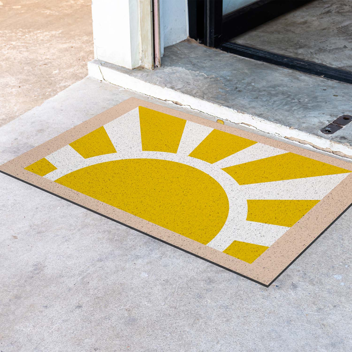 Feblilac Yellow Sun Pink Border PVC Coil Door Mat