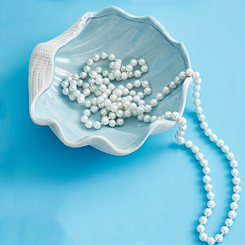 Ceramic Seashell Jewelry Tray, Cute Aqua White Keyholder Container
