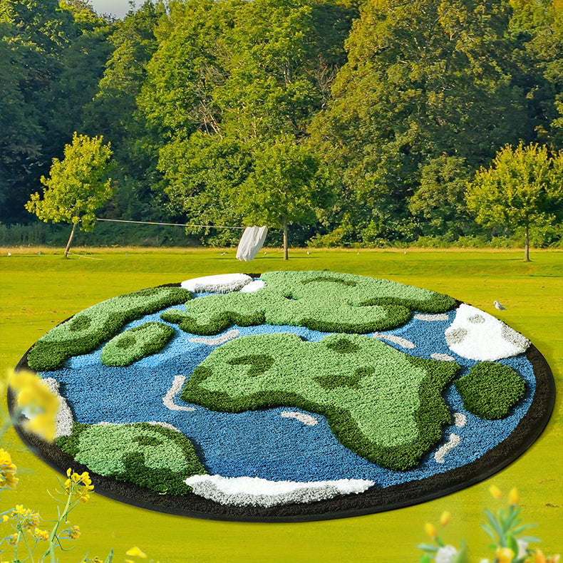 Feblilac Earth Sitting Green Handmade Tufted Acrylic Livingroom Carpet Area Rug