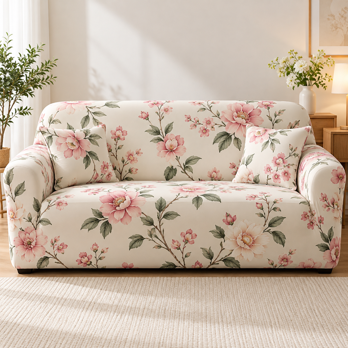 Attractive Blooming Flower Elastic Sofa Cover