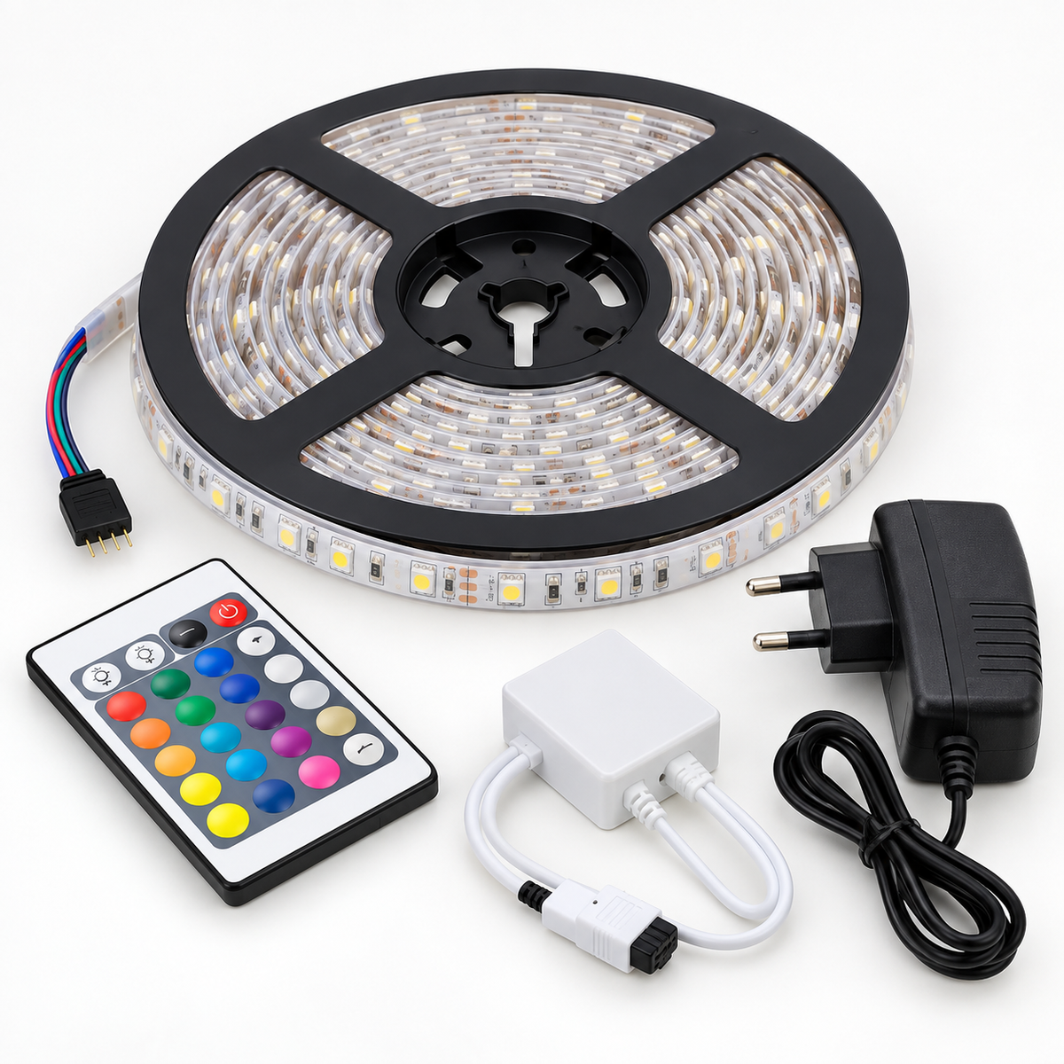 5M 300LED Strip Light Kit SMD3528 Flexible RGB Waterproof Flexible Lamp Home Car 24 Key IR Remote Control
