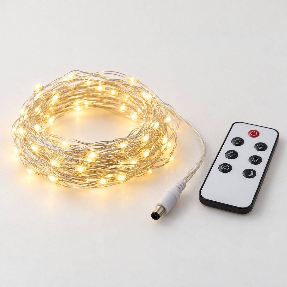 12V 5M 50LED Silver Wire Christmas String Fairy Light Remote Controller without Adapter