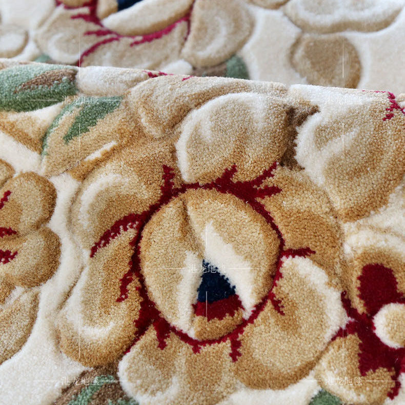 European Flowers Style Area Rug, Vintage Carpet for Living Room Bedroom