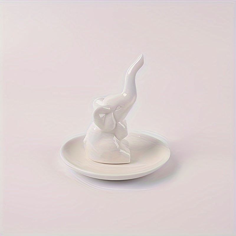 Ceramic Elephant Jewelry Plate Tray, Household Plate for Necklace Rings