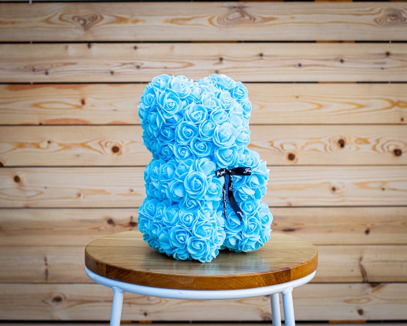BLUE LUXURY ROSE TEDDY BEAR HANDMADE GIFT BOX