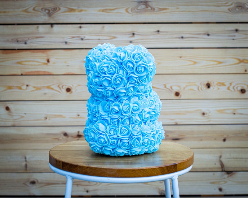 BLUE LUXURY ROSE TEDDY BEAR HANDMADE GIFT BOX