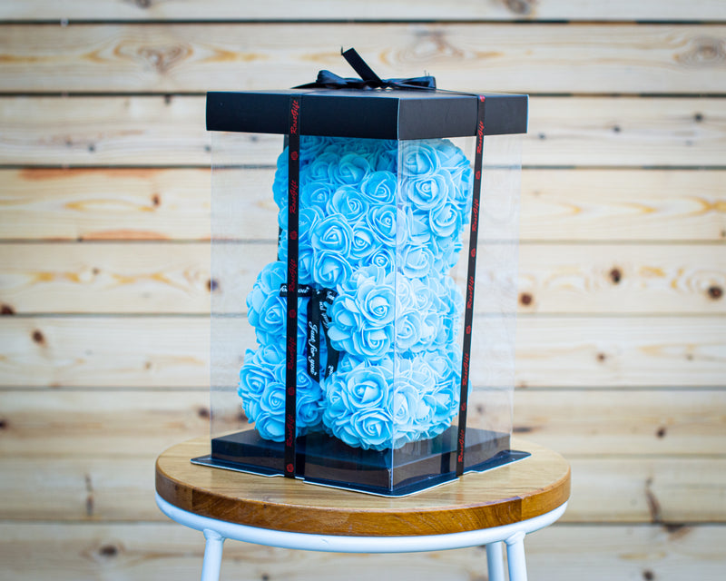BLUE LUXURY ROSE TEDDY BEAR HANDMADE GIFT BOX