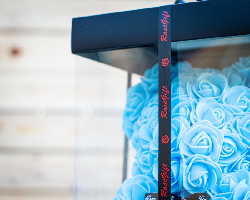 BLUE LUXURY ROSE TEDDY BEAR HANDMADE GIFT BOX