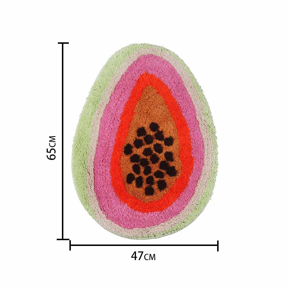 Papaya Bath Mat, Fresh Fruit Soft Plush Water-Absorbent Mat, Machine Washable