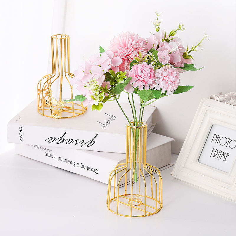 Simple Metal Vase with Glass Tube