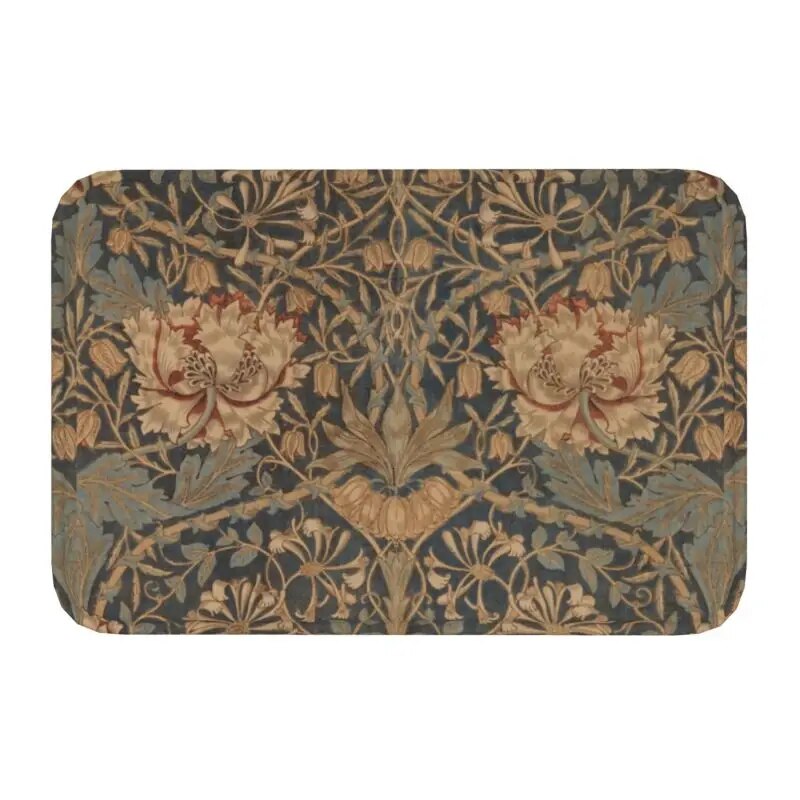 Custom William Morris Compton Floral Art Nouveau Pattern Doormat Bath Door Floor Mat Textile Pattern Toilet Rug Carpet Footpad