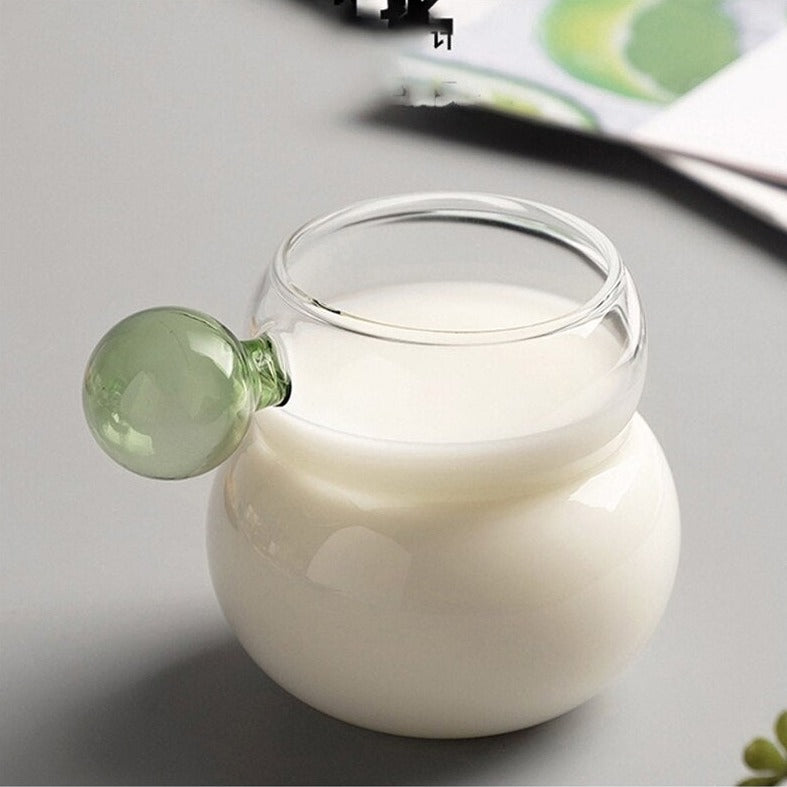 Chubby Glass Mug with Globe Handle