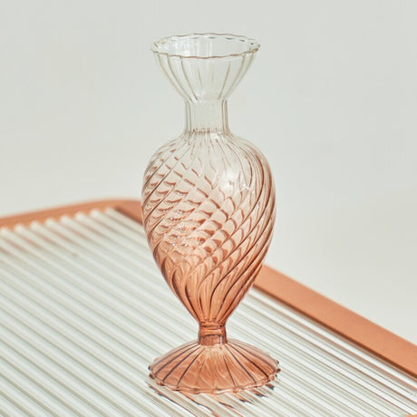 Gradient Swirl Ribbed Glass Vase