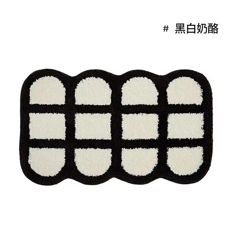 Retro Chessboard Plaid Bath Mats Fluffy Grids Soft Floral Carpet Bathroom Carpet Bedside Carpet Home Decor Anti Slip Floor Mats
