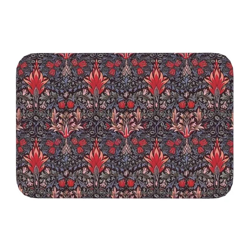 Custom William Morris Compton Floral Art Nouveau Pattern Doormat Bath Door Floor Mat Textile Pattern Toilet Rug Carpet Footpad