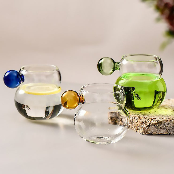 Chubby Glass Mug with Globe Handle