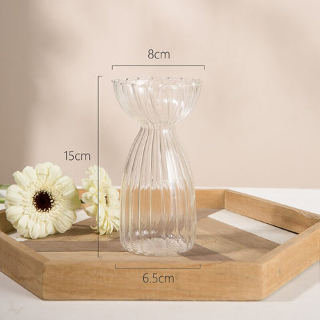 Ribbed Borosilicate Glass Vase