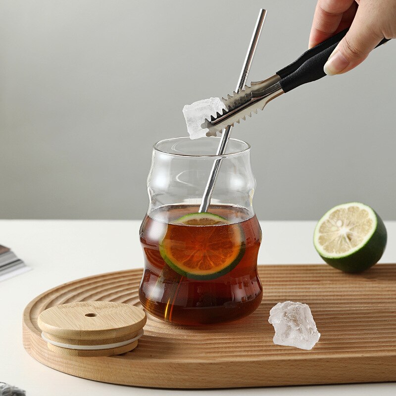 Borosilicate Ribbed Glass Cup - with lid