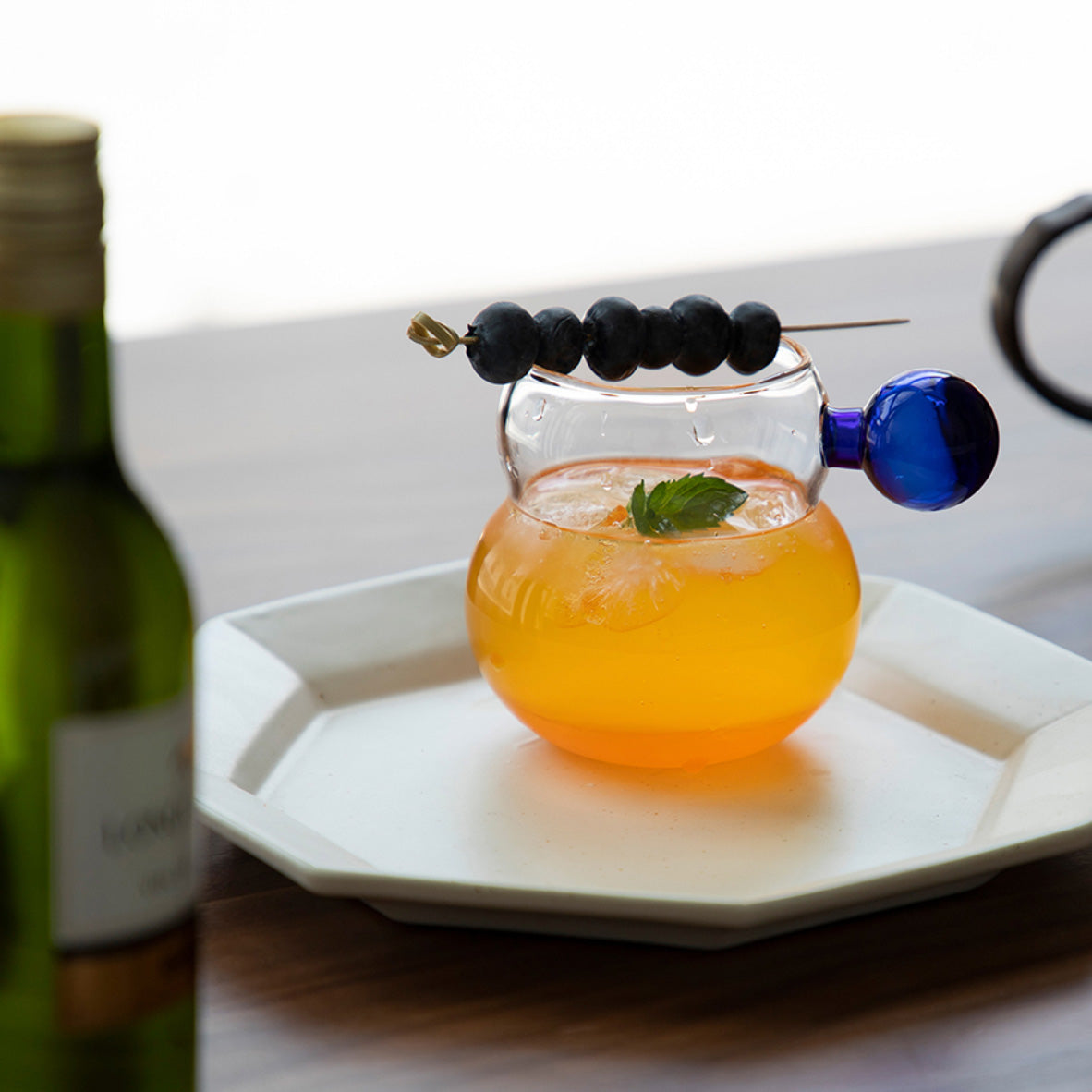 Chubby Glass Mug with Globe Handle