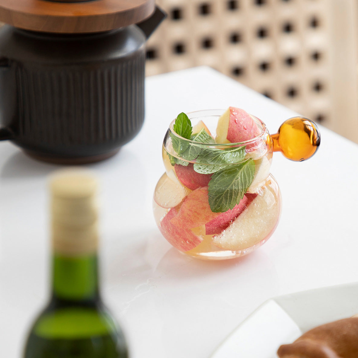 Chubby Glass Mug with Globe Handle