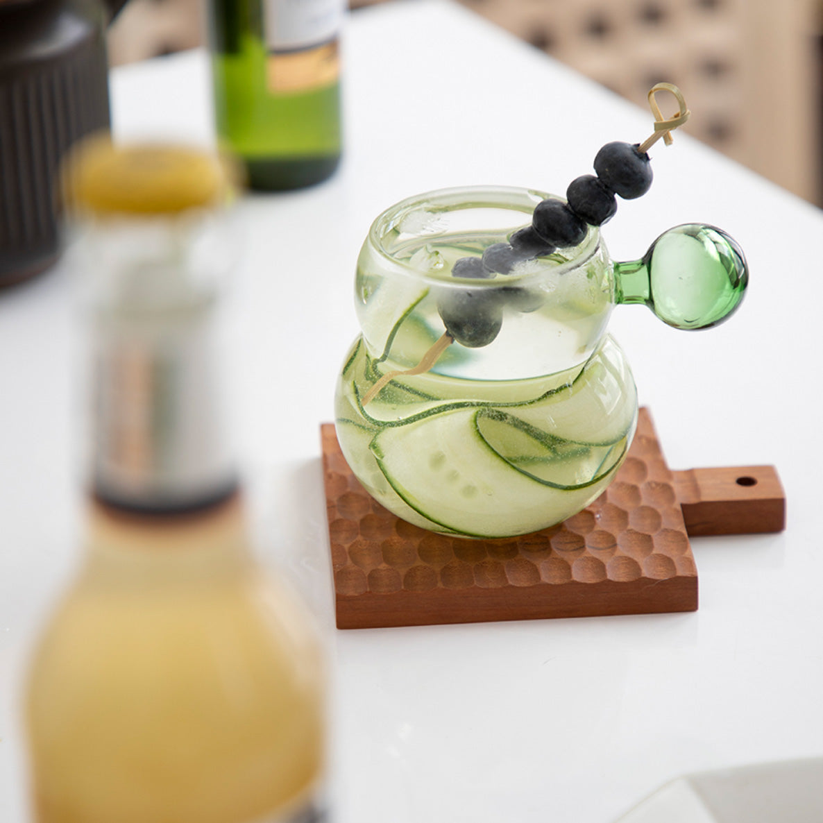 Chubby Glass Mug with Globe Handle