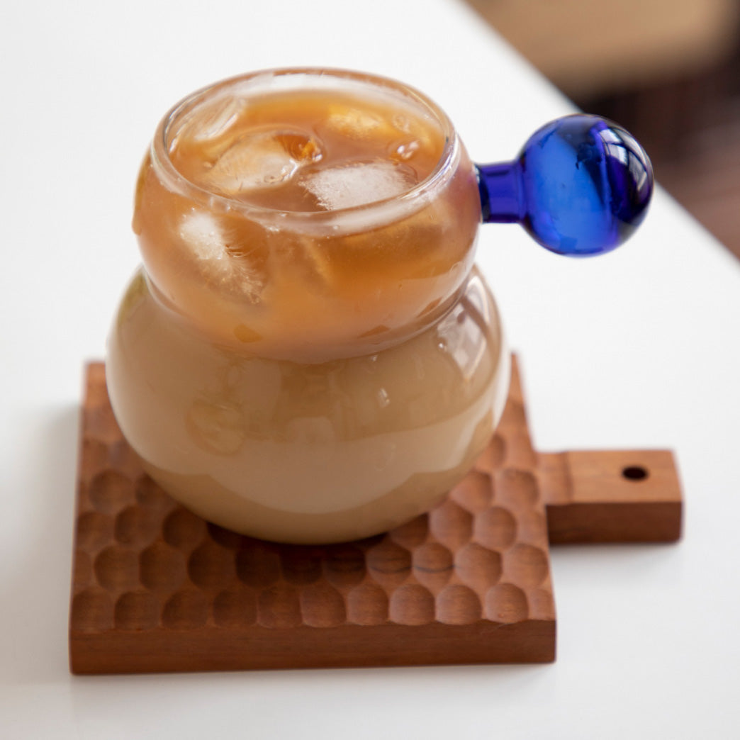 Chubby Glass Mug with Globe Handle