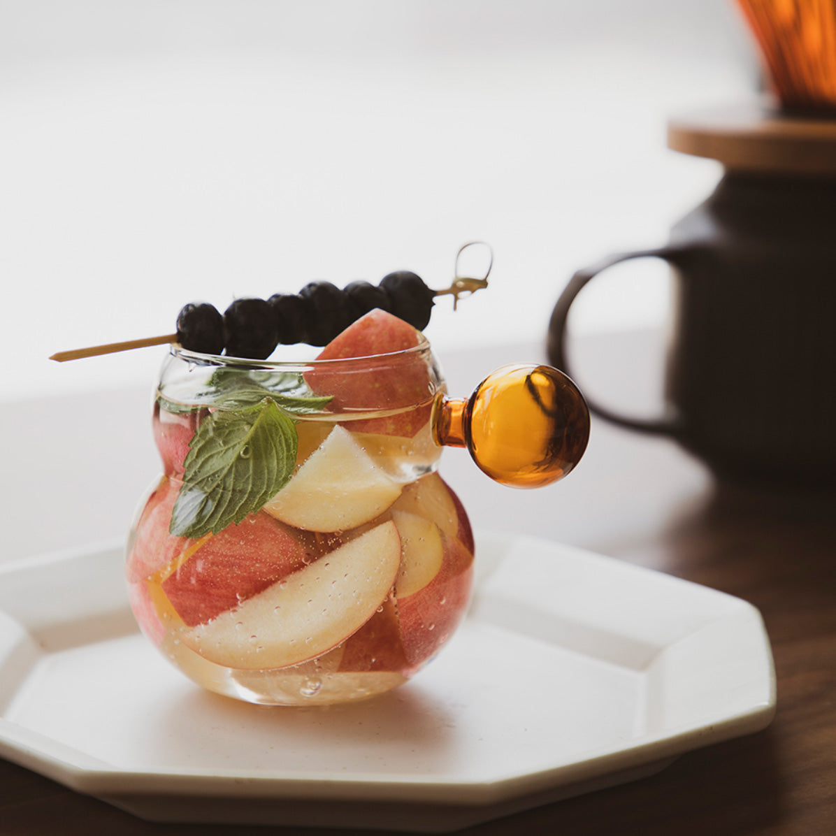 Chubby Glass Mug with Globe Handle