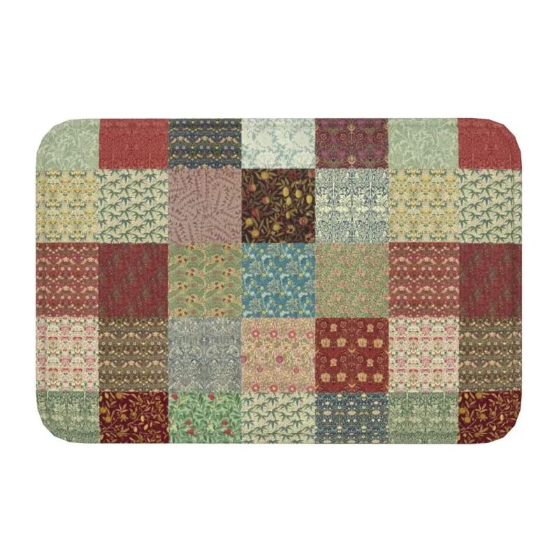 Custom William Morris Compton Floral Art Nouveau Pattern Doormat Bath Door Floor Mat Textile Pattern Toilet Rug Carpet Footpad
