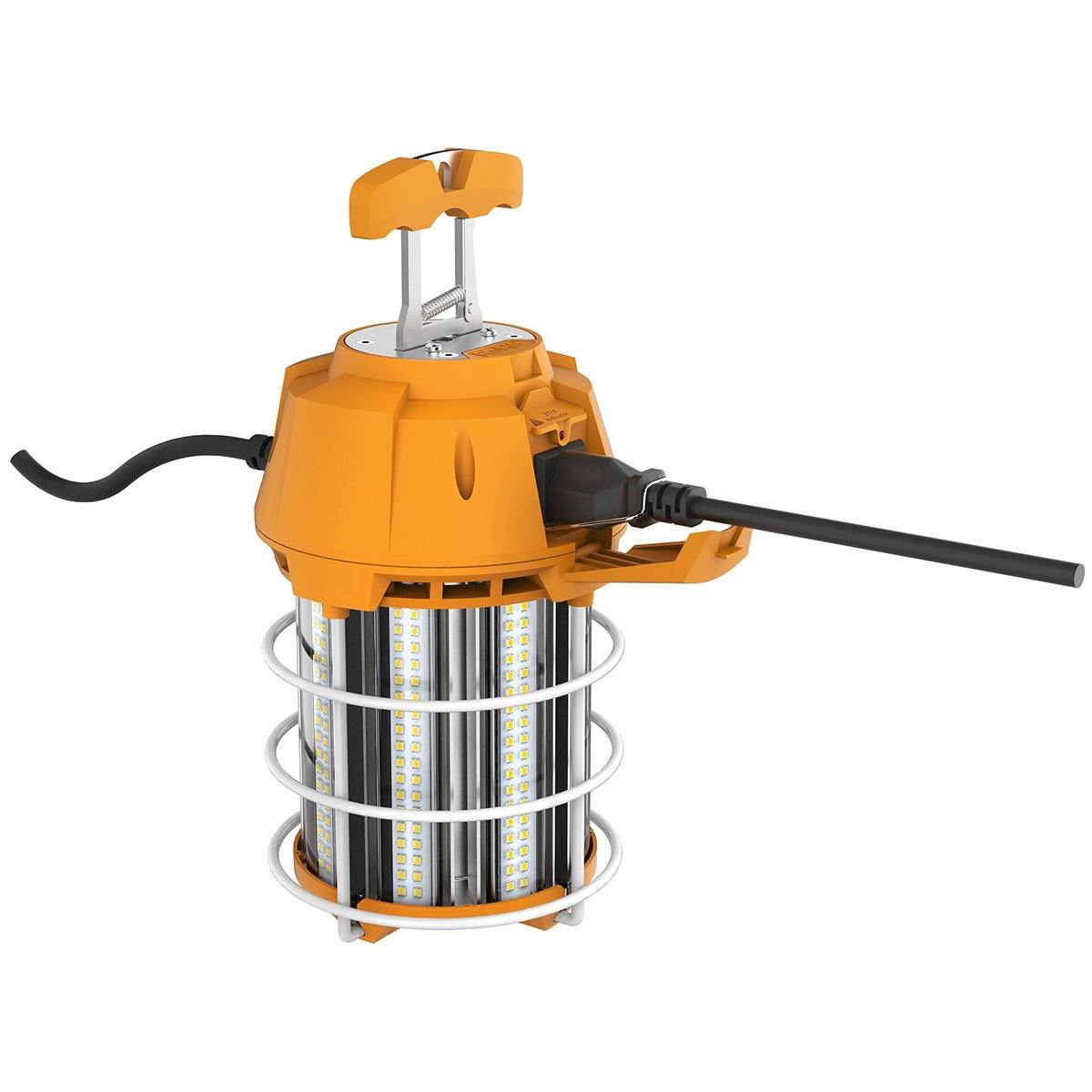 GKT20-100W-01 - TEMPORARY WORK LIGHT 100W, 3000-6500K, AC100-277V, CLEAR COVER, IP42, 6FT PLUG STANDARD CABLE LENGTH, ORANGE HANDLE
