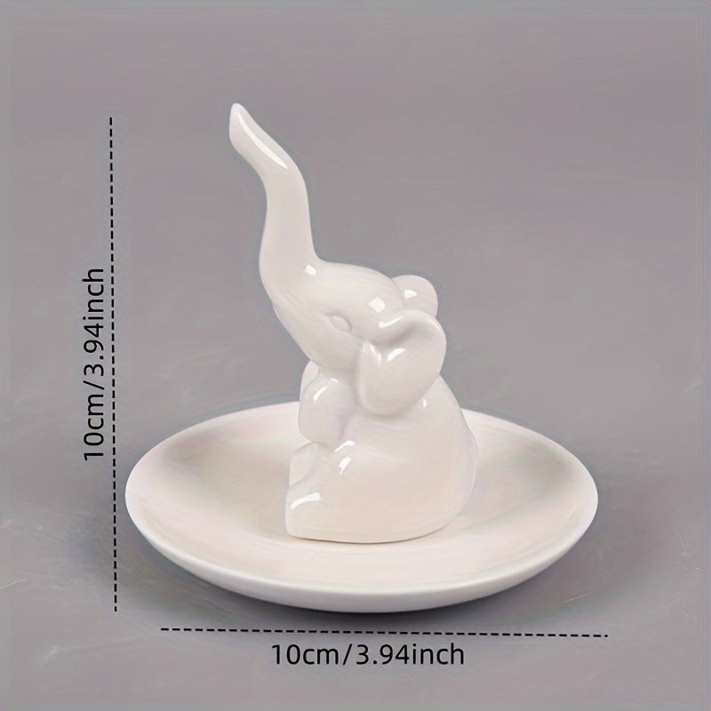 Ceramic Elephant Jewelry Plate Tray, Household Plate for Necklace Rings